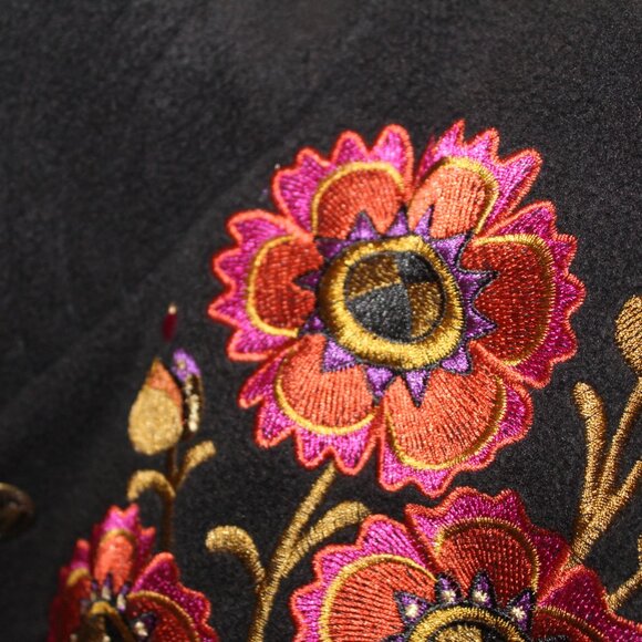 Bob Mackie Vtg 90s Wearable Art Embroidered Fleece Swing COAT  Sz 1X - Picture 8 of 8